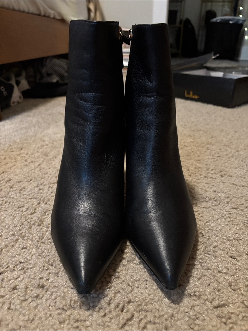 J. Crew Black Leather Pointed Toe Ankle Boots